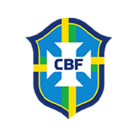 Brazilian Football Confederation (CBF) logo with a stylized shield design featuring green and yellow stripes and blue background.