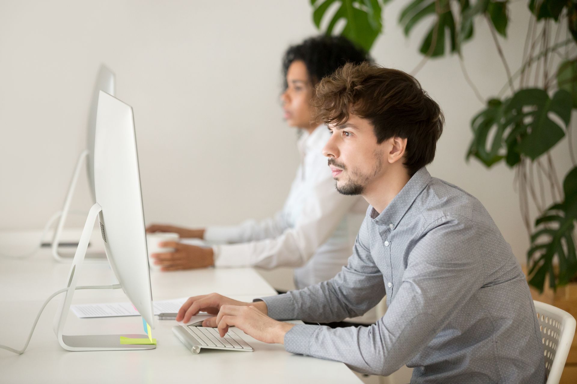 young man working