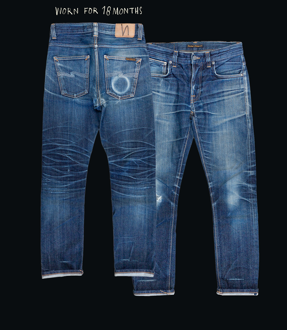 パンツ Nudie Jeans Thin Finn Dry Ecru Embo W34 Fade Friday - Nudie Thin Finn Dry Ecru Embo (2 Years, 1 Wash