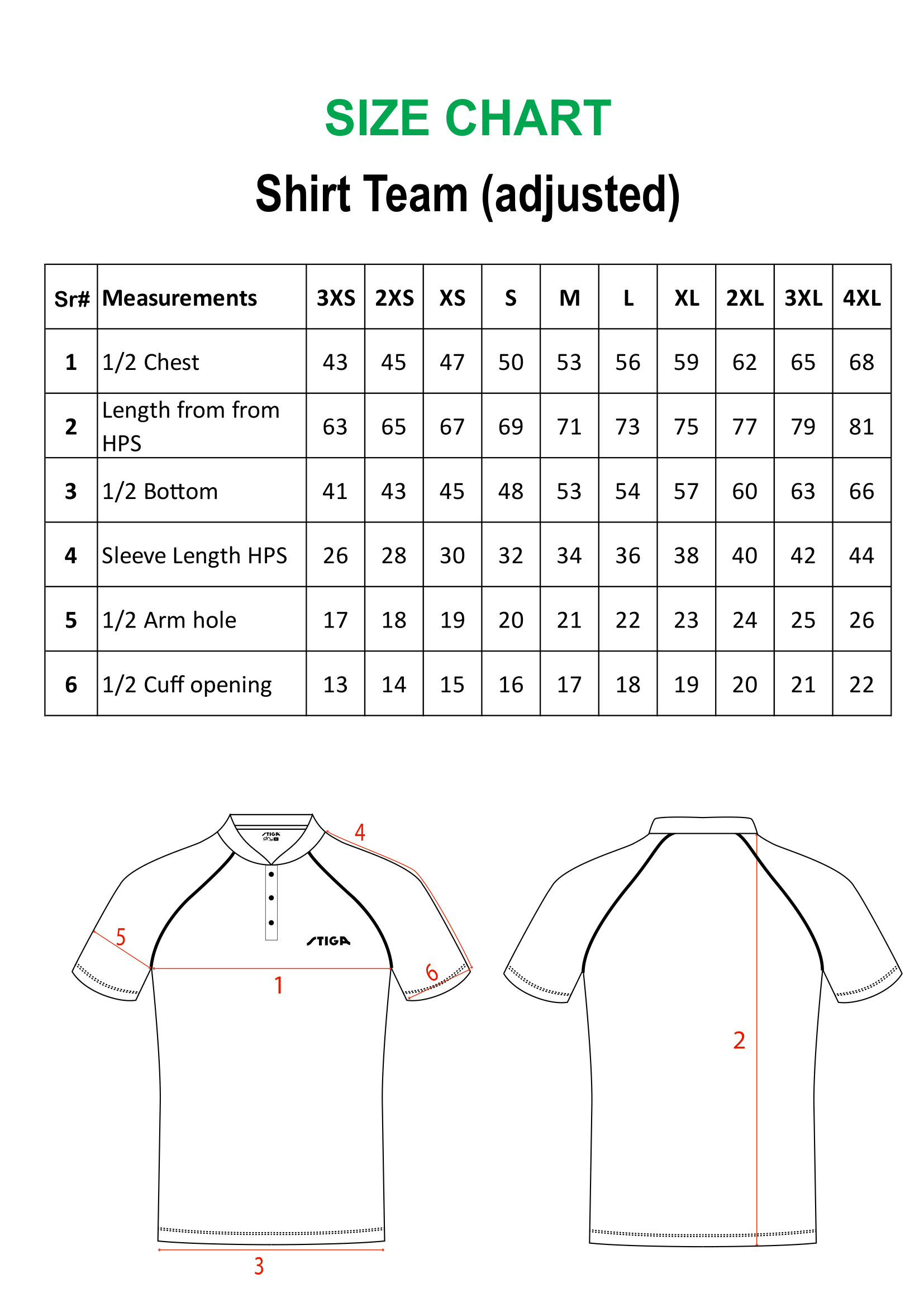 Size Guide for Clothing & Shoes | STIGA Sports
