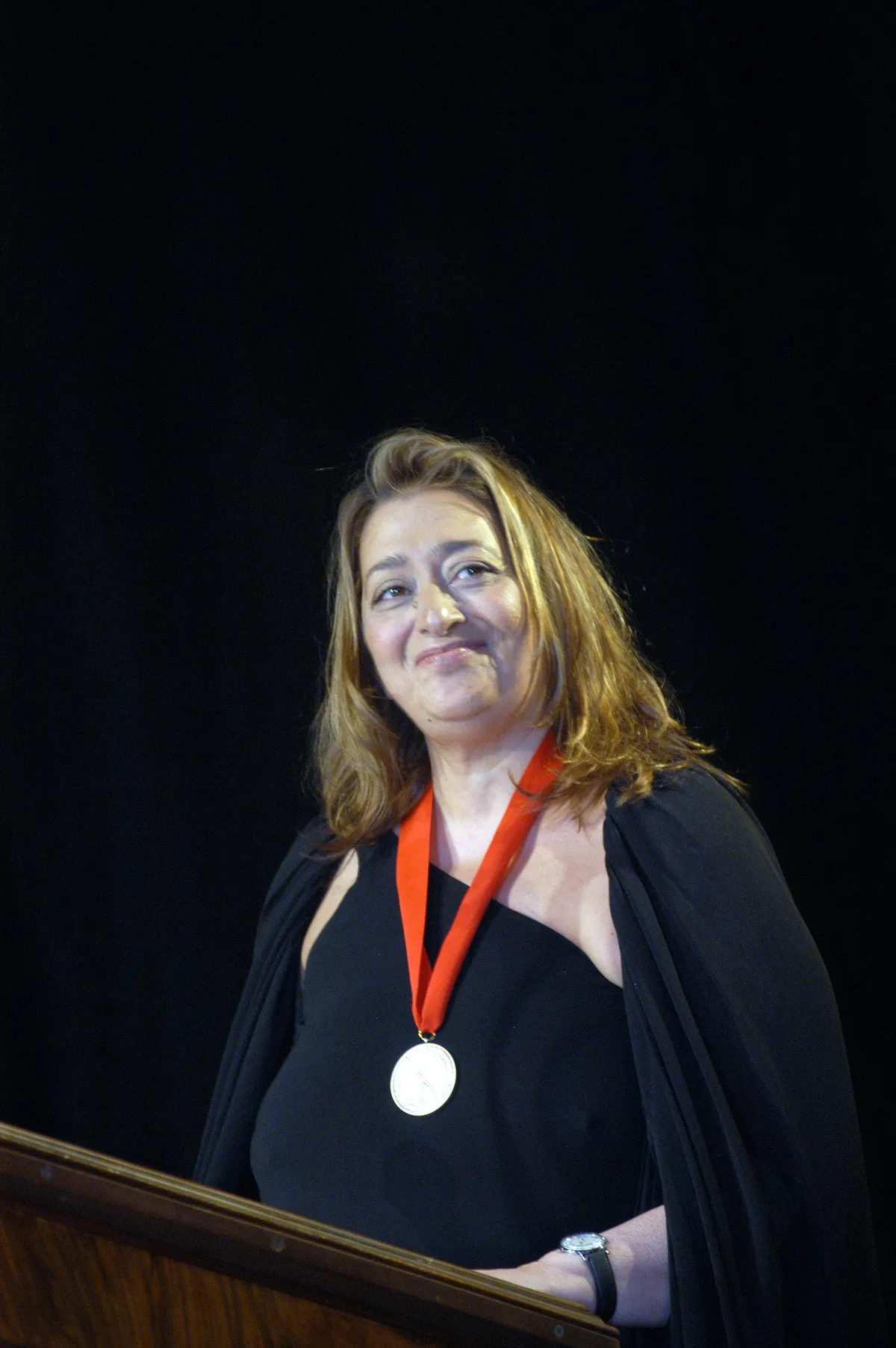 Zaha Hadid at the Pritzker Architecture Prize ceremony, 2004 © Pritzker