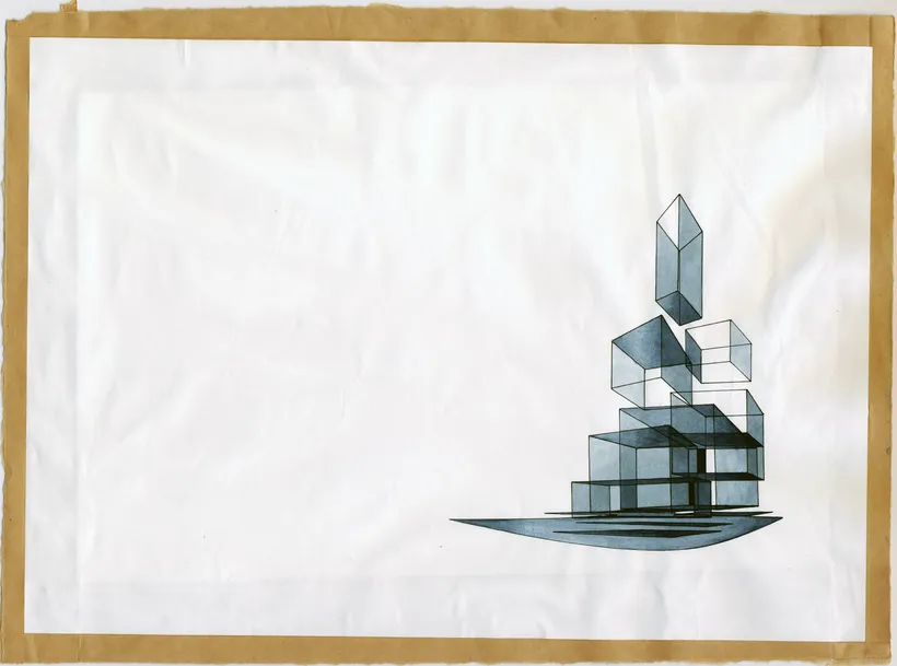 Zaha Hadid Architects, Future TV Station, Painting/Volumetrics, Beirut, Lebanon, 1998, Painting on paper © Zaha Hadid Foundation