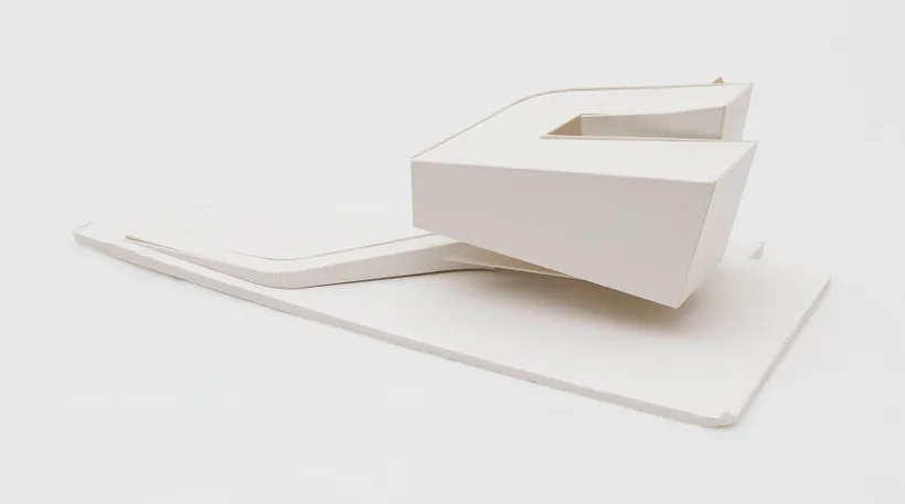 Zaha Hadid Architects, Issam Fares Institute for Public Policy & International Affairs, Study model, Beirut, Lebanon, 2006–2014, Foamboard and card © Zaha Hadid Foundation