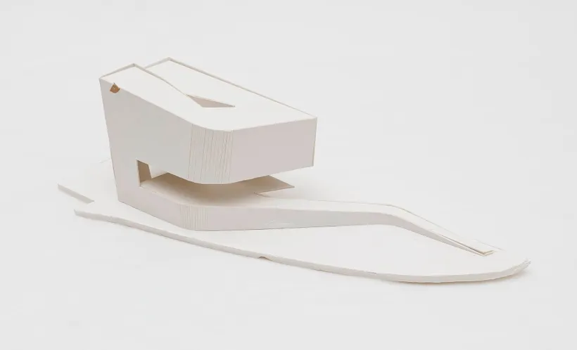 Zaha Hadid Architects, Issam Fares Institute for Public Policy & International Affairs, Study model, Beirut, Lebanon, 2006–2014, Foamboard and card © Zaha Hadid Foundation