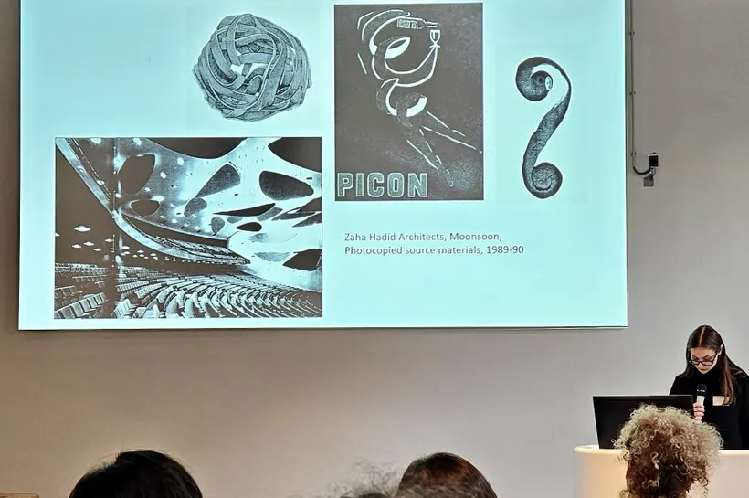 Jaap Bakema Study Centre, the Zaha Hadid Foundation’s Research Officer presenting a paper, Architecture Archives of the Future, Rotterdam, Netherlands, 2023 © Zaha Hadid Foundation