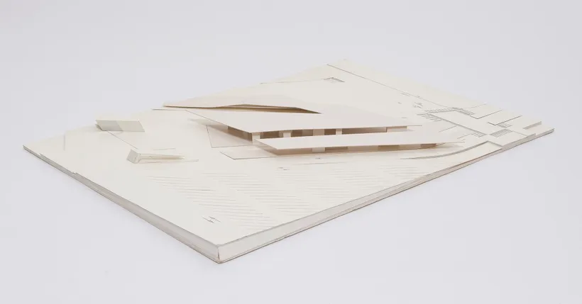 Zaha Hadid Architects, Terminus Multinodal Hoenheim Nord, Relief model, Strasbourg, France, 1998–2001, Paper, foamcore © Zaha Hadid Foundation