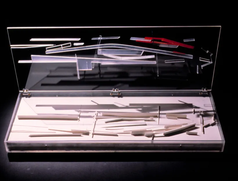 Zaha Hadid Architects, Vitra Fire Station, Presentation box, Weil am Rhein, Germany, 1991–1993, Acrylic and aluminium © Zaha Hadid Foundation