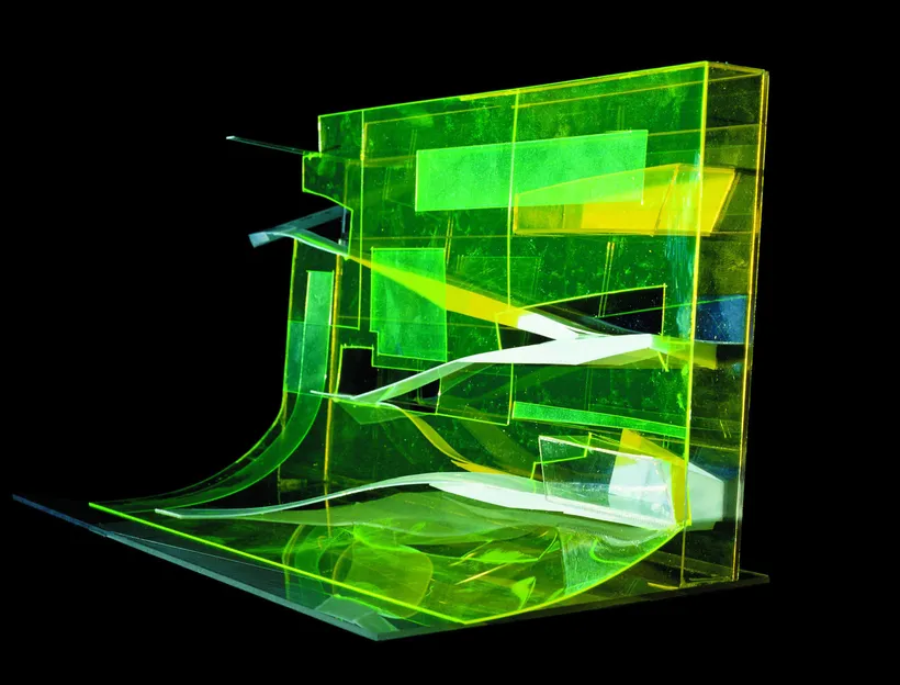 Zaha Hadid Architects, CAC: Contemporary Arts Center, Model, Cincinnati, USA, 2001, Resin, steel, wire and perspex © Zaha Hadid Foundation