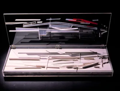 Zaha Hadid Architects, Vitra Fire Station, Presentation box, Weil am Rhein, Germany, 1991–1993, Acrylic and aluminium © Zaha Hadid Foundation