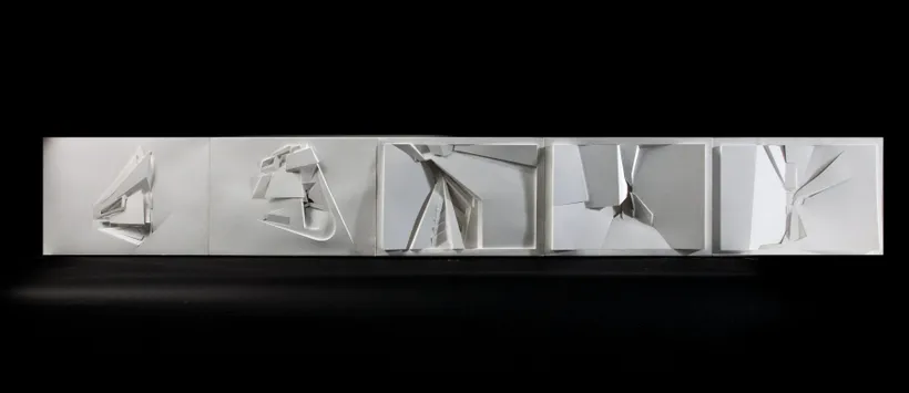 Zaha Hadid Architects, Contemporary Arts Center, Relief model, Cincinnati, United States, 2001, Card, foamcore, adhesive, canvas wrap © Zaha Hadid Foundation