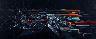 Zaha Hadid Architects, London 2066, Vogue Magazine, London, United Kingdom, 1991, Acrylic on black cartridge paper © Zaha Hadid Foundation