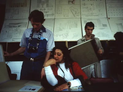 Zaha Hadid and her students on a trip to Moscow, Russia, 1983 © Brian Ma Siy