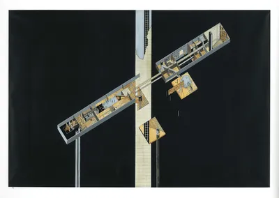 Zaha Hadid, Museum of the Nineteenth Century, Exploded axonometric, Public landscape, London, United Kingdom, 1977–1978, Acrylic on cartridge paper © Zaha Hadid Foundation