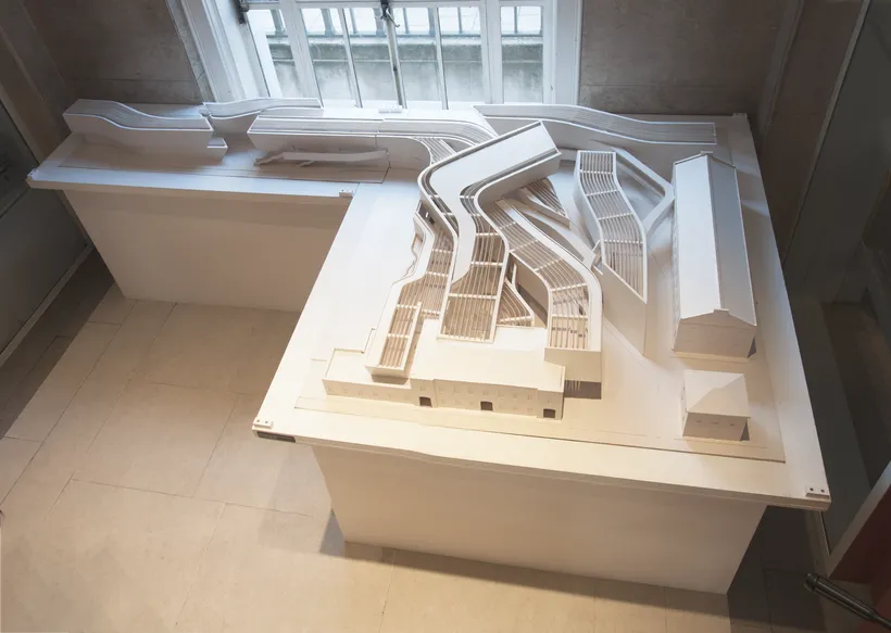 Zaha Hadid Architects, MAXXI, First stage competition model, Rome, Italy, c.1998, White cardboard, plastic and foamcore © Zaha Hadid Foundation