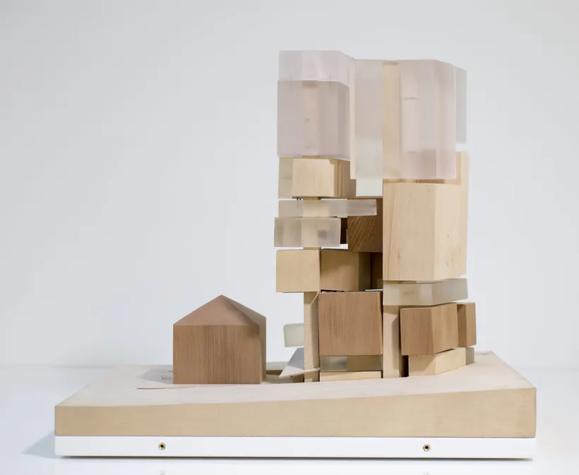 Zaha Hadid Architects, Future TV Station, Study model, Beirut, Lebanon, 1998, Wood, resin, acrylic and metal © Zaha Hadid Foundation