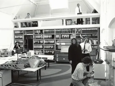 Zaha Hadid in Studio 9, 10 Bowling Green Lane, London, United Kingdom, 1992 © Thomas Mayer Archive