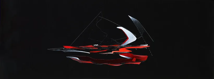 Zaha Hadid Architects, Moonsoon, Interior Plane, Sapporo, Japan, 1990, Acrylic on cartridge paper © Zaha Hadid Foundation