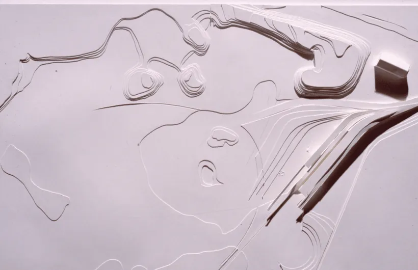Zaha Hadid Architects, Landscape Formation One, Paper relief model, Weil am Rhein, Germany, 1989 © Zaha Hadid Foundation