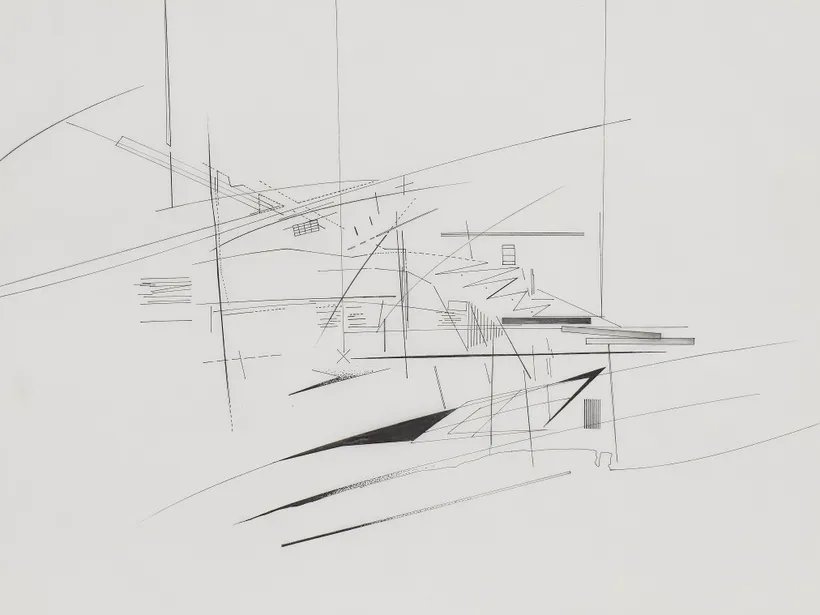 Zaha Hadid Architects, A New Barcelona, Sketch, 1989, Ink on tracing paper © Zaha Hadid Foundation
