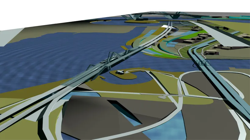Zaha Hadid Architects, Sheikh Zayed Bridge, Digital render, Abu Dhabi, UAE, 1997–2010 © Zaha Hadid Foundation