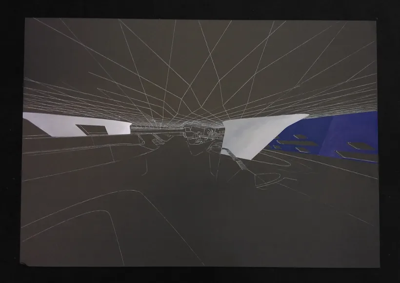 Zaha Hadid Architects, Phaeno Science Center, Painting, Wolfsburg, Germany, 1999–2005, Acrylic on cartridge © Zaha Hadid Foundation