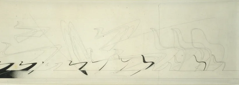 Zaha Hadid Architects, Hommage à Verner Panton, Line drawing, London, United Kingdom, 1990, Ink on paper © Zaha Hadid Foundation