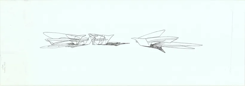 Zaha Hadid Architects, Rotational drawing for Edra, Italy, 1988, Ink on paper © Zaha Hadid Foundation