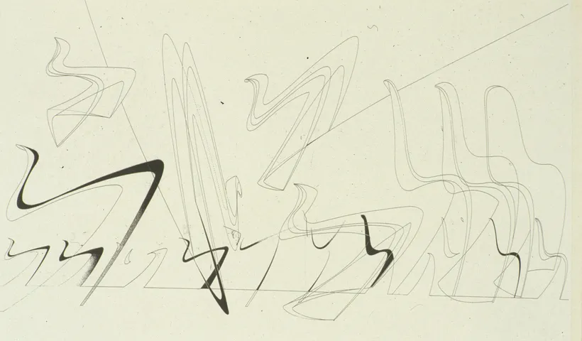 Zaha Hadid Architects, Hommage à Verner Panton, Line drawing, London, United Kingdom, 1990, Ink on paper © Zaha Hadid Foundation