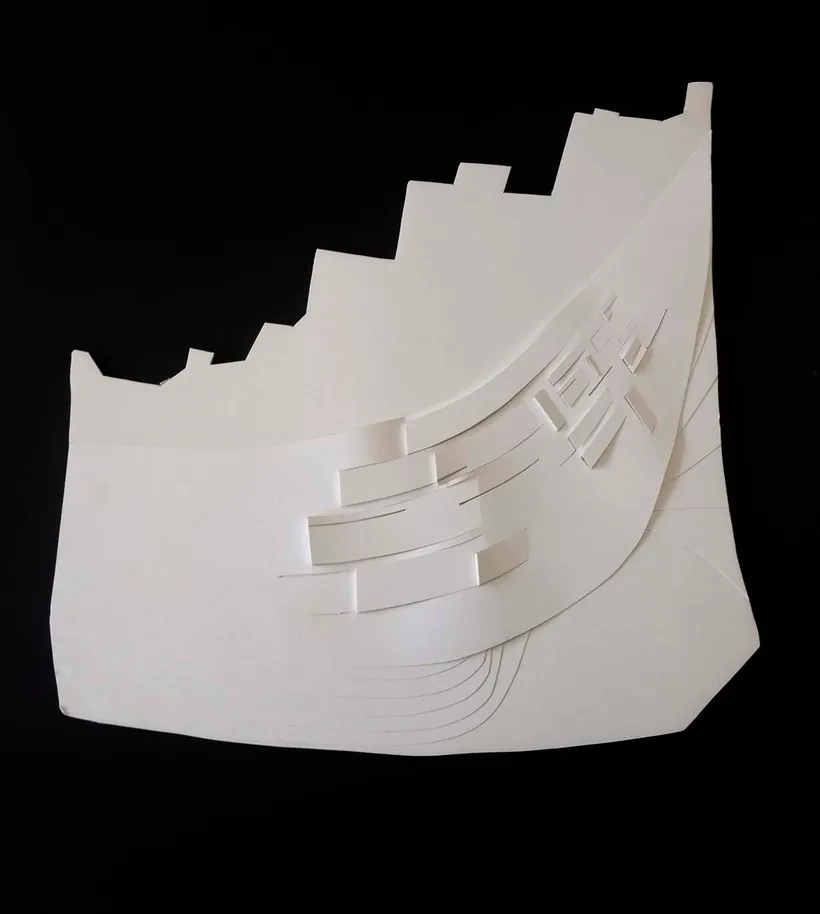 Zaha Hadid Architects, Museum of Islamic Art, Relief model, Doha, Qatar, 1997, Card, adhesive, pencil © Zaha Hadid Foundation