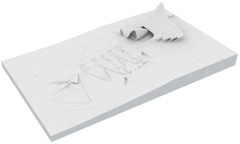 Zaha Hadid Architects, Heydar Aliyev Center, Tiled landscape presentation model, Scale 1:500, Baku, Azerbaijan, 2007–2012, SLS Nylon © Zaha Hadid Foundation