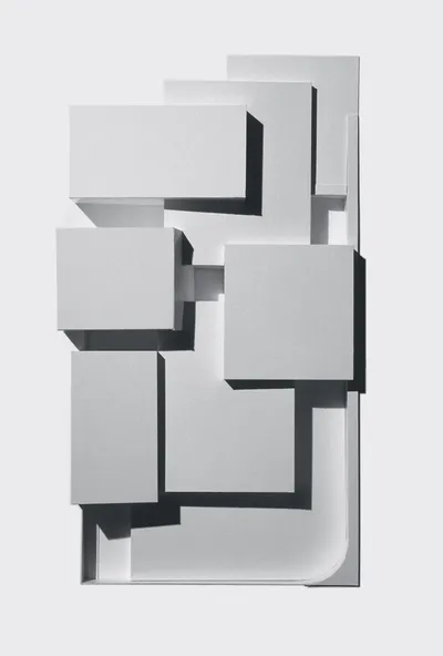 Zaha Hadid Architects, CAC: Contemporary Arts Center, Relief model, Cincinnati, USA, 2003, White card © Zaha Hadid Foundation