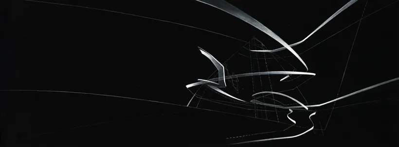 Zaha Hadid Architects, Moonsoon, Interior Plane, Sapporo, Japan, 1990, Acrylic on cartridge paper © Zaha Hadid Foundation