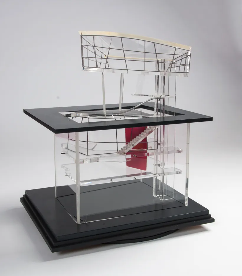 Zaha Hadid Architects, Tomigaya Building, Competition model, Tokyo, Japan, 1986, Acrylic, wood and metal © Zaha Hadid Foundation