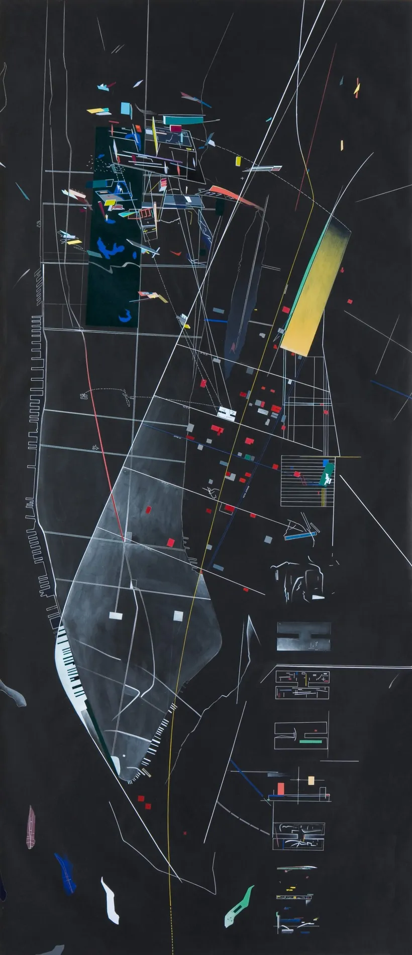 Zaha Hadid Architects, New York, Manhattan: A New Calligraphy of Plan, Painting, New York City, USA, 1987, Acrylic on cartridge paper © Zaha Hadid Foundation
