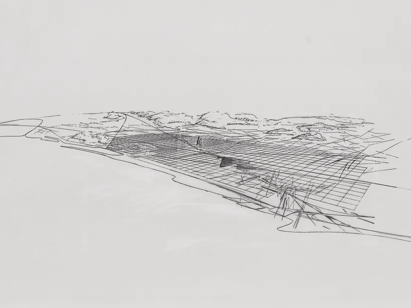 Zaha Hadid Architects, A New Barcelona, Sketch, 1989, Ink on tracing paper © Zaha Hadid Foundation