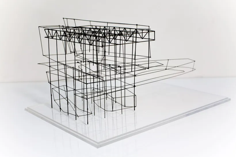 Zaha Hadid Architects, Boiler House Extension, Volumetric study, London, UK, 1996, Metal wire and pins, acrylic and resin © Zaha Hadid Foundation