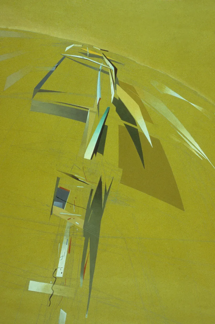 Zaha Hadid Architects, Vitra Fire Station, Corridor, Weil am Rhein, Germany, 1991–1993, Acrylic on cartridge © Zaha Hadid Foundation
