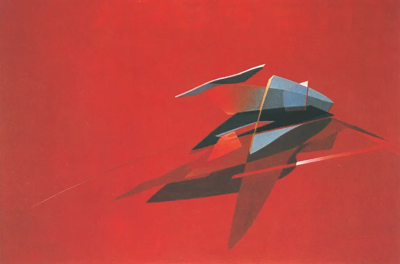 Zaha Hadid Architects, Projection sofa painting for Edra, Italy, 1988, Acrylic on cartridge © Zaha Hadid Foundation