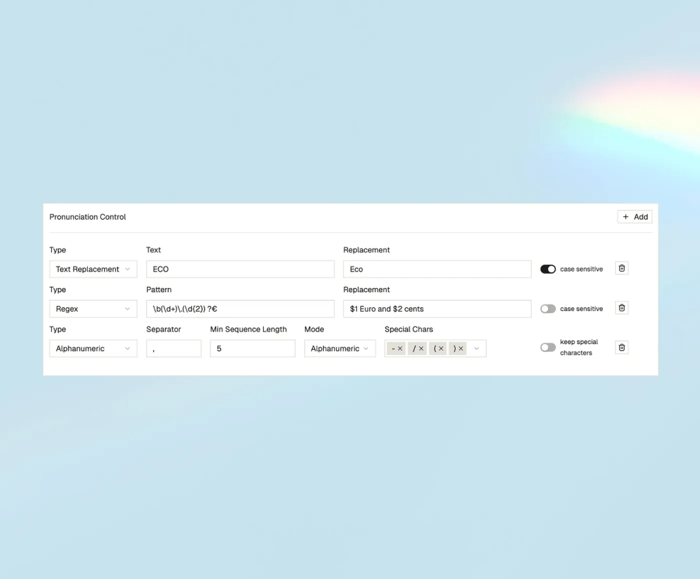 Pronunciation Controls