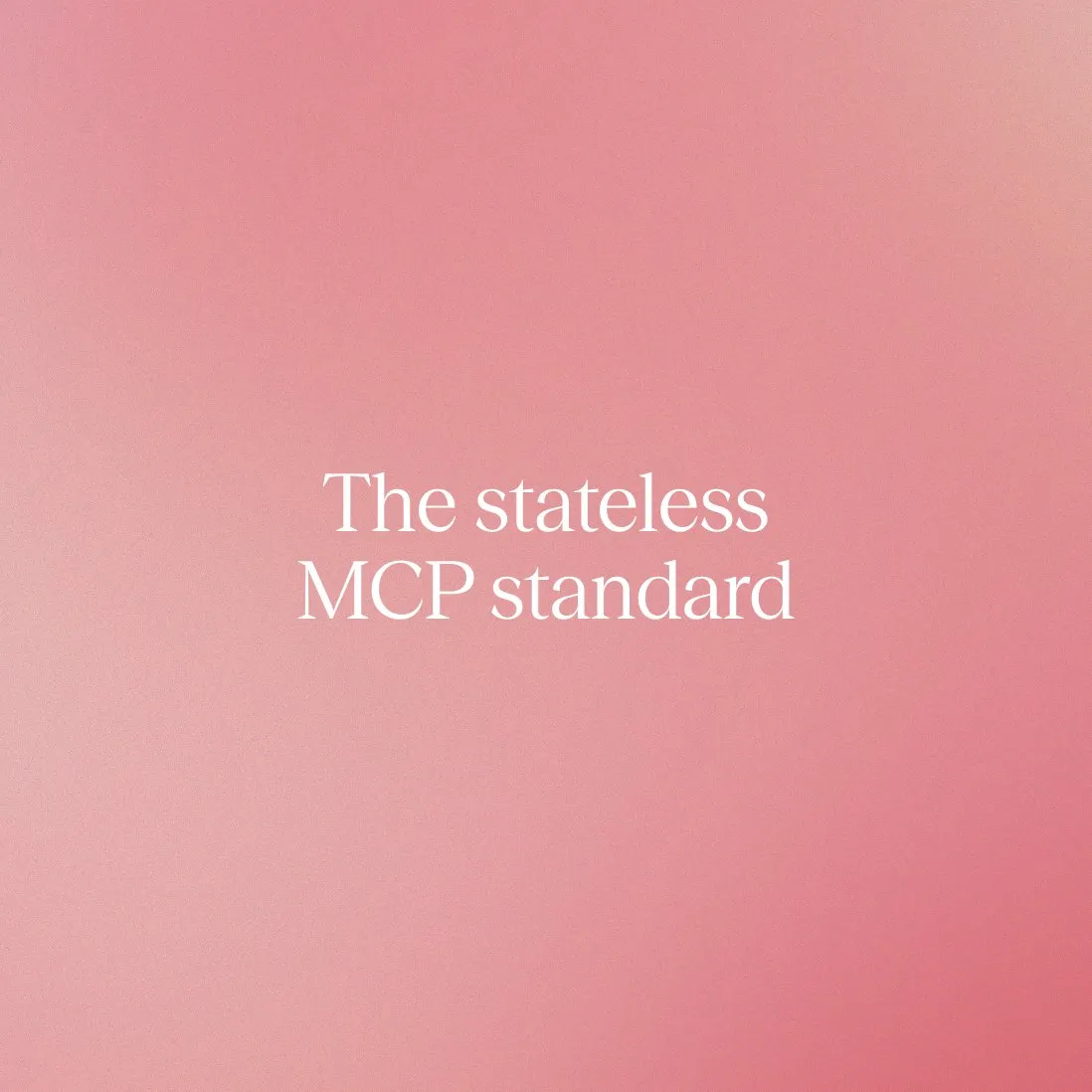 Abstract geometric design with rainbow hues overlays a textured rock. Text reads, "The stateless MCP standard for voice AI."