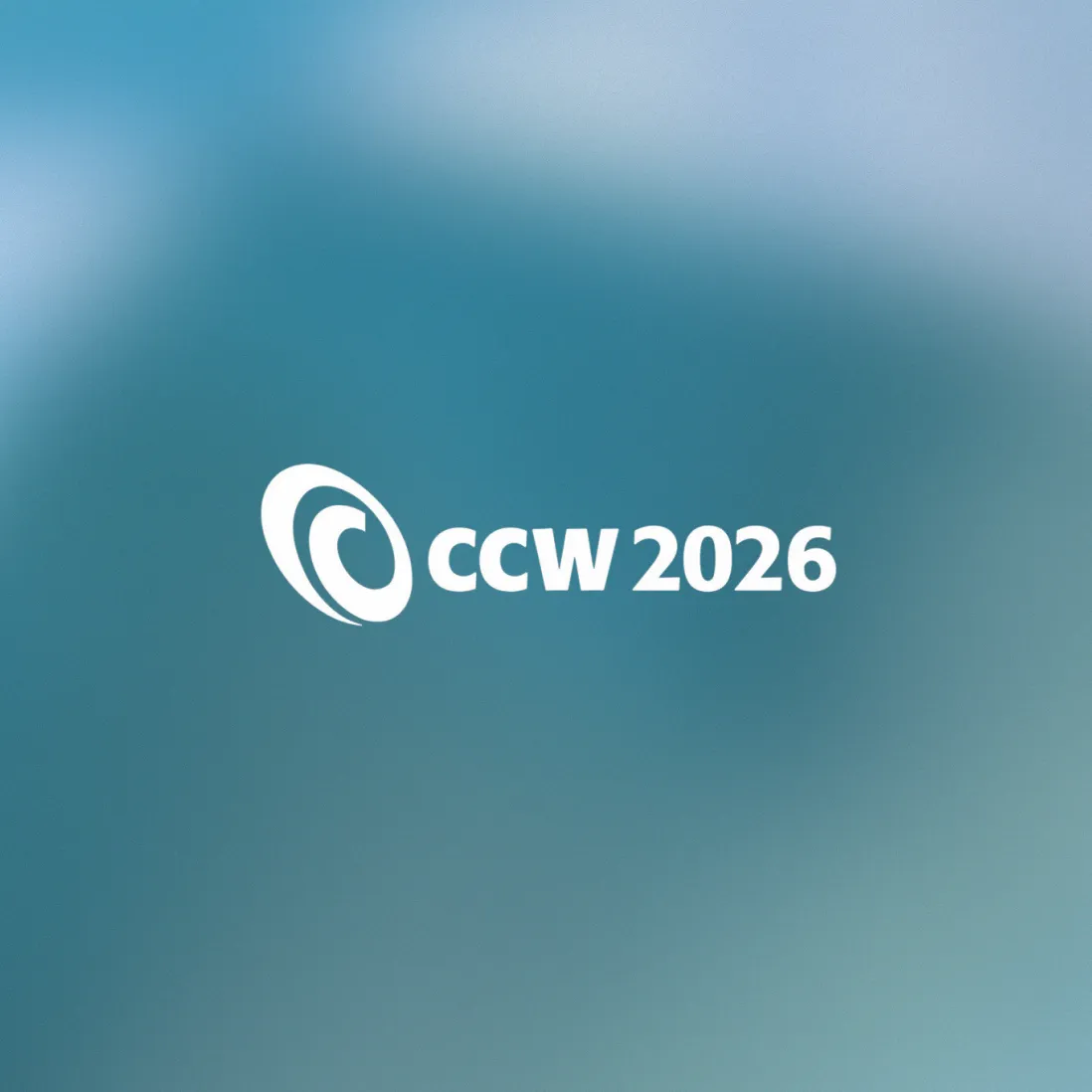 CCW 2026 Logo auf blau-petrolfarbenem Farbverlauf