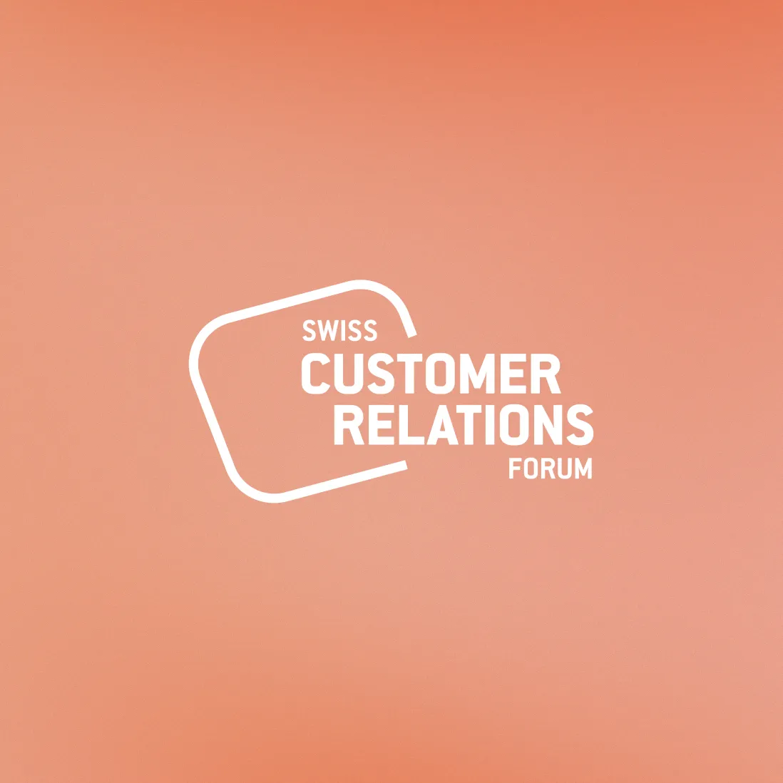 Logo des Swiss Customer Relations Forum auf orangefarbenem Farbverlauf