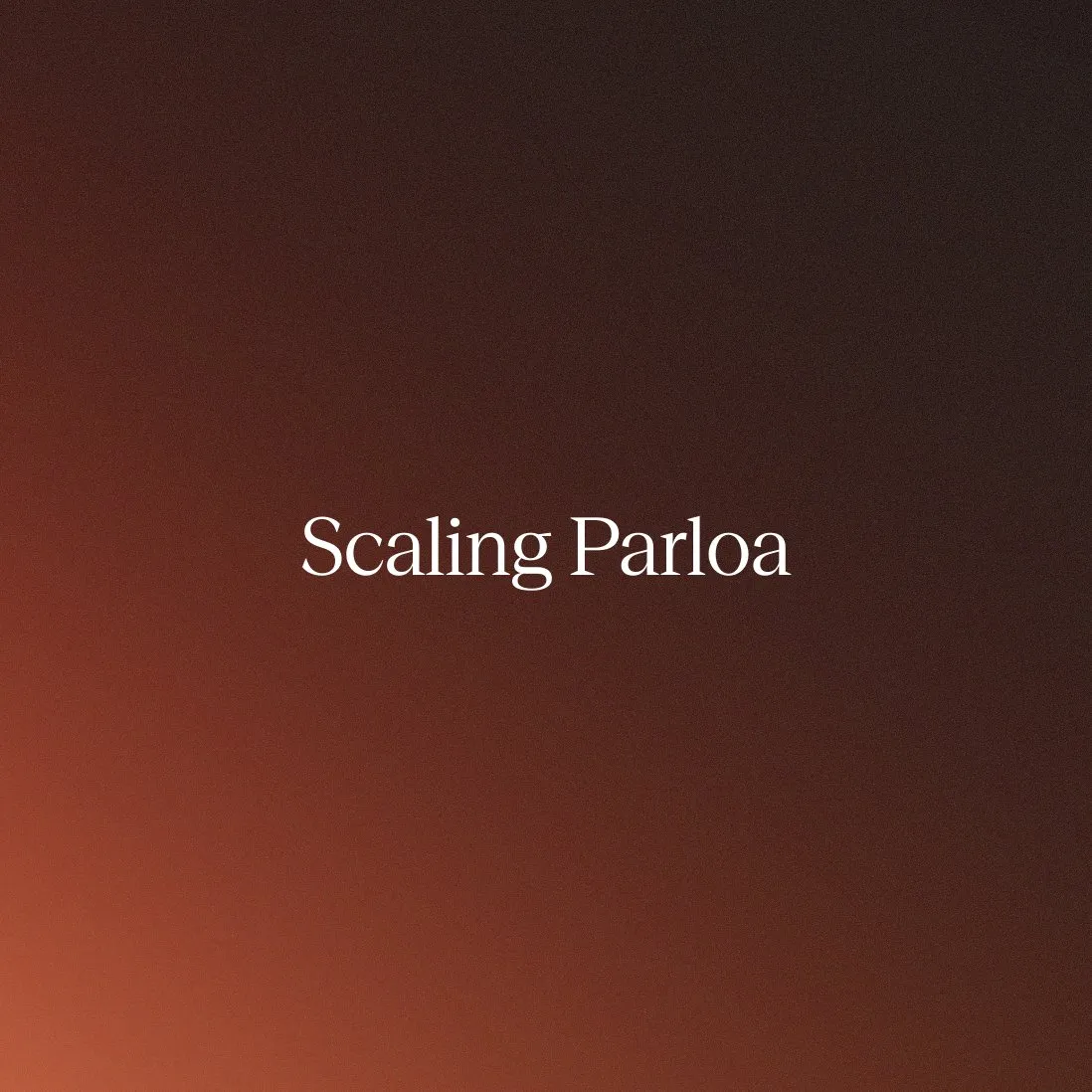 Abstract design with rainbows and textures, text reads: "Scaling Parloa: when the platform becomes the product."