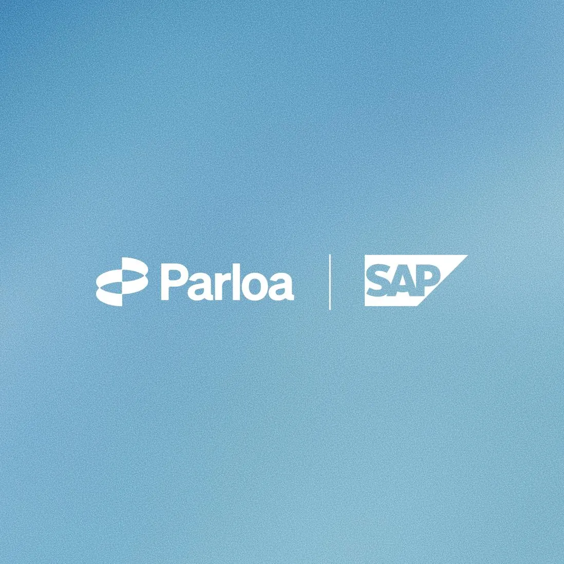 Parloa and SAP logos on a dark background with colorful light streaks.