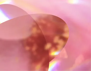 Abstract art with overlapping transparent shapes in pink, peach, and orange hues, creating a soft and ethereal effect.