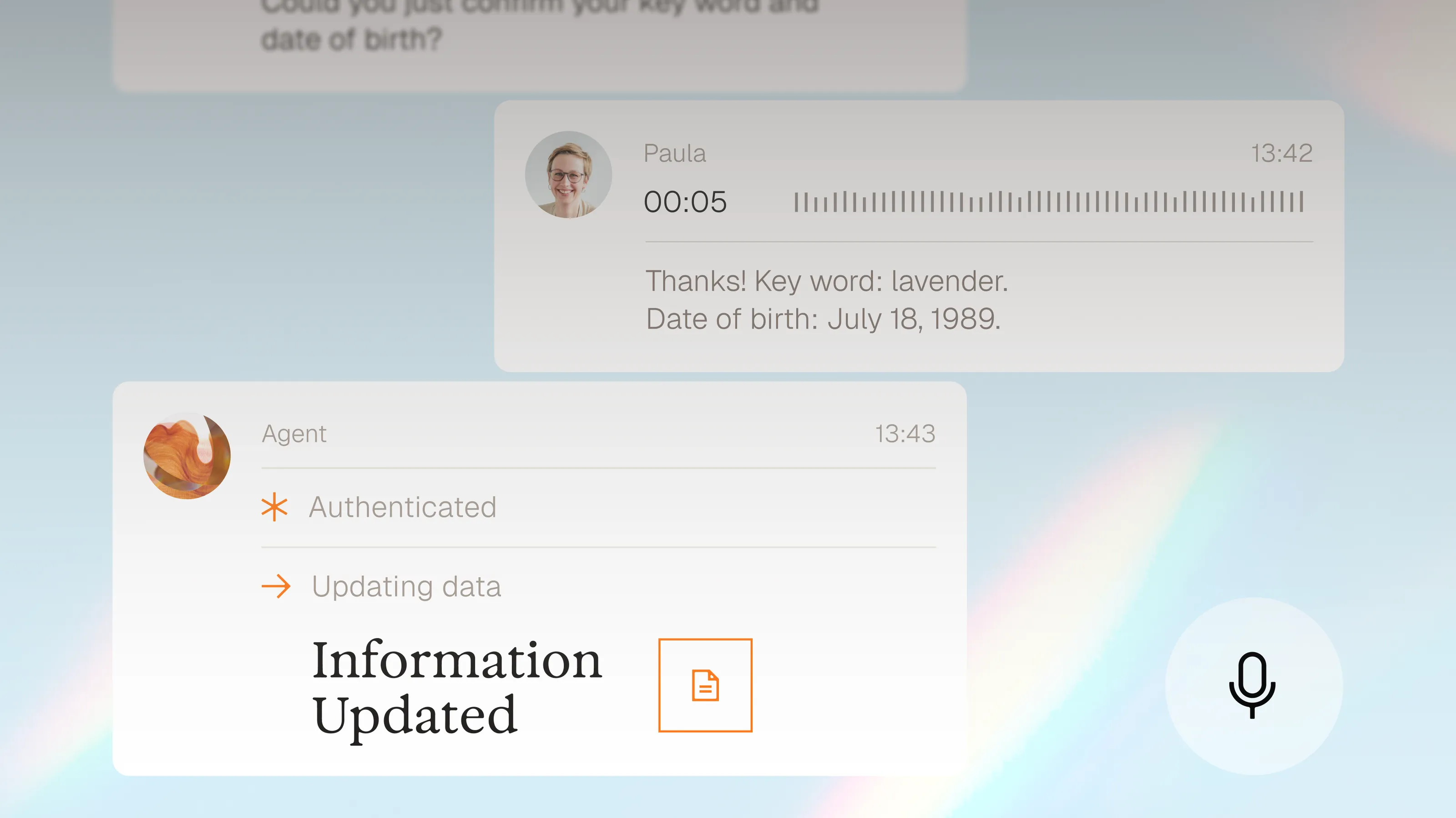 Parloa agent updating customer information in a call