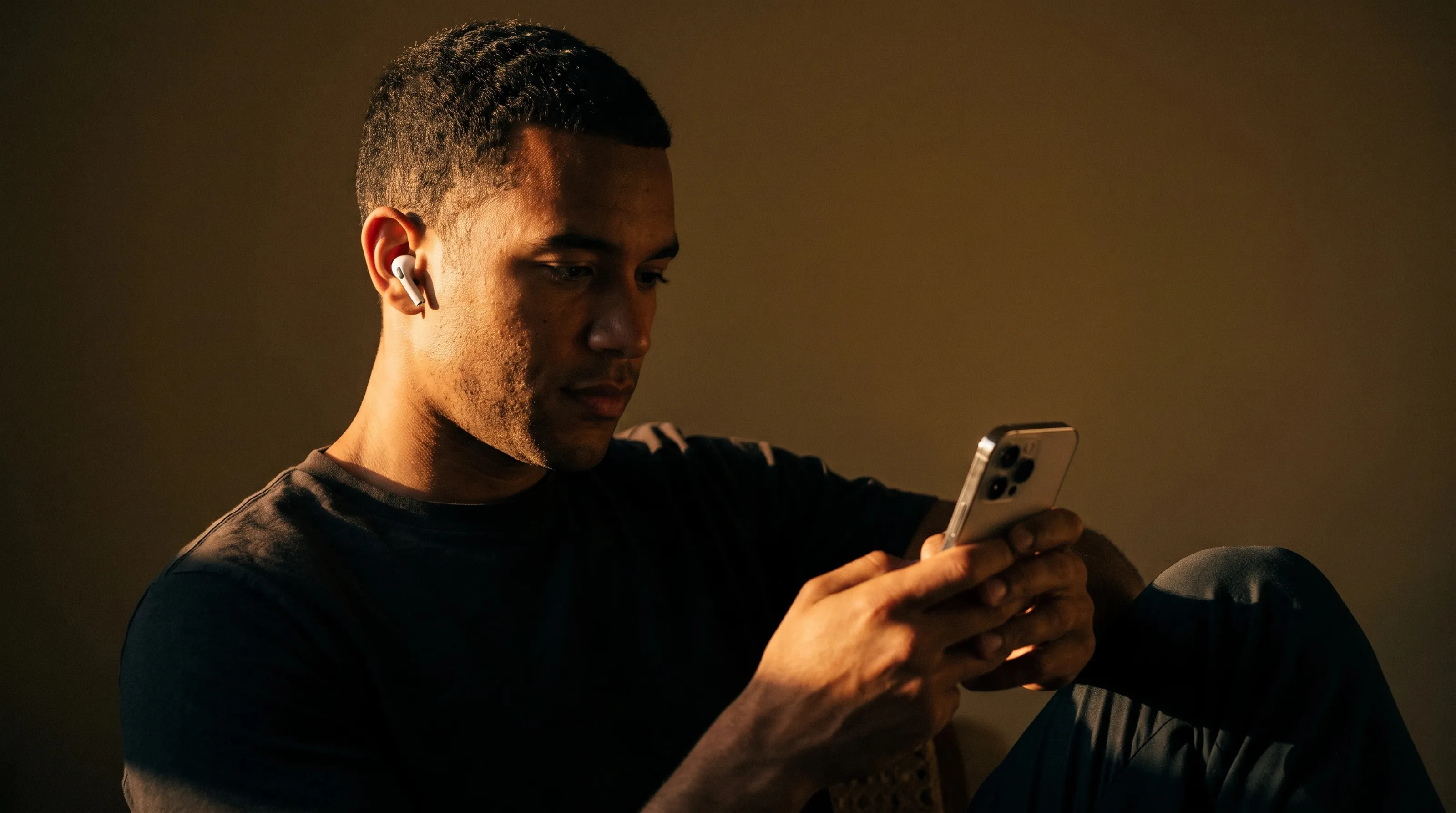 Mann schaut auf sein Smartphone