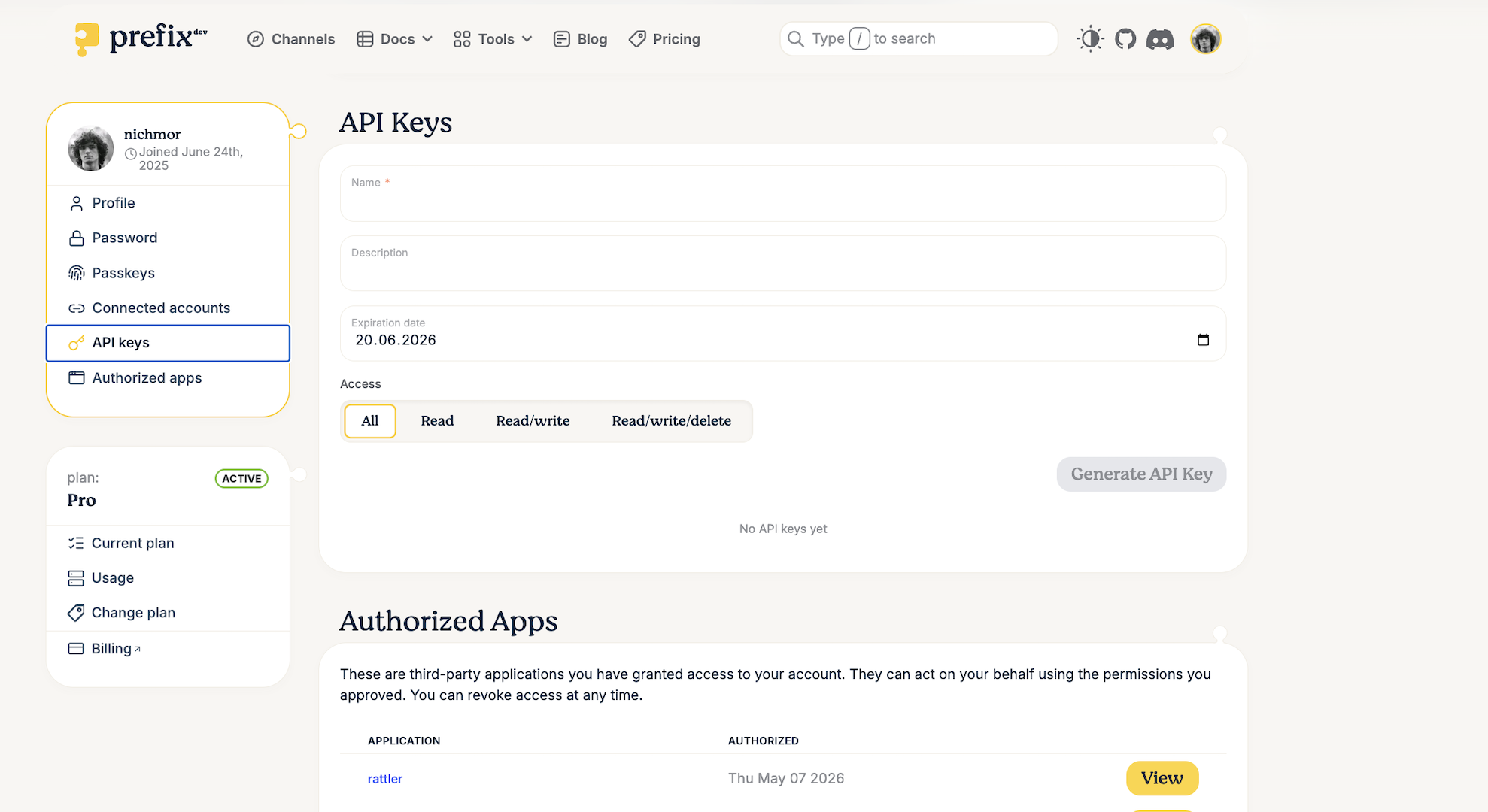 API Key UI