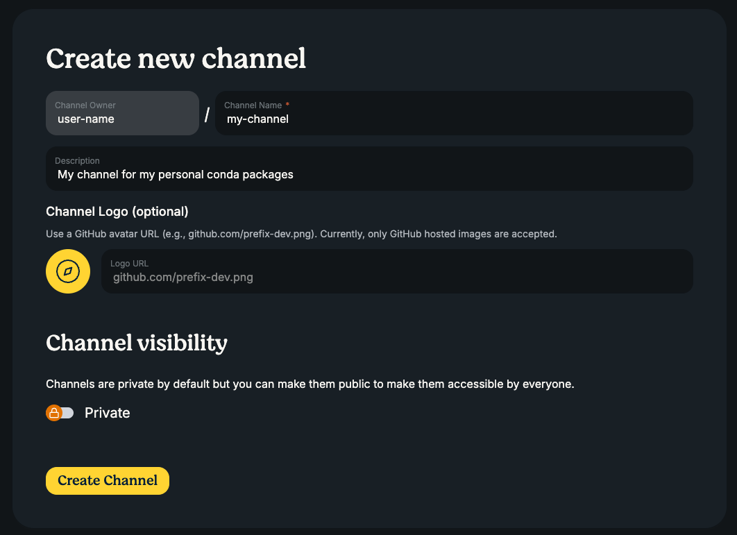 Create Channel UI