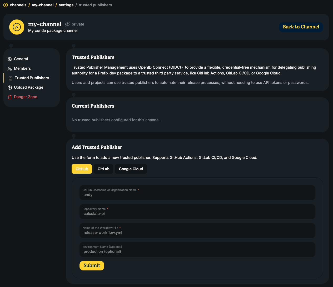 Trusted publishers UI